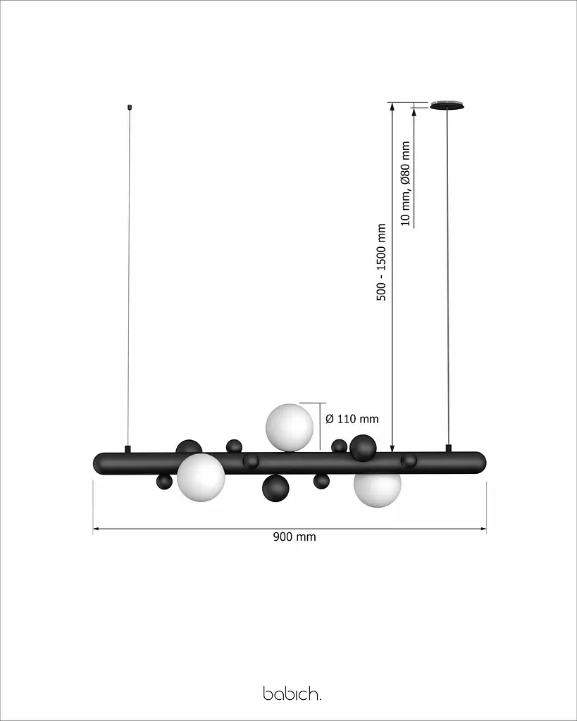 Подвесной светильник Babich Studio Lunar 900 Black (RAL 9005) - фото 5