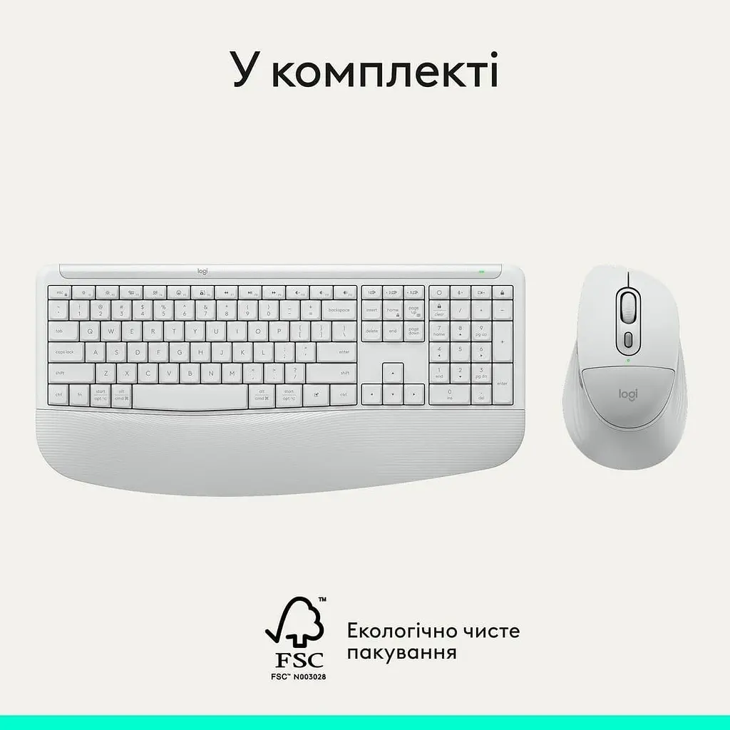 Комплект (Клавіатура та миша) Logitech Signature Comfort Plus MK880 Wireless Combo Off-White (920-014033) - фото 2