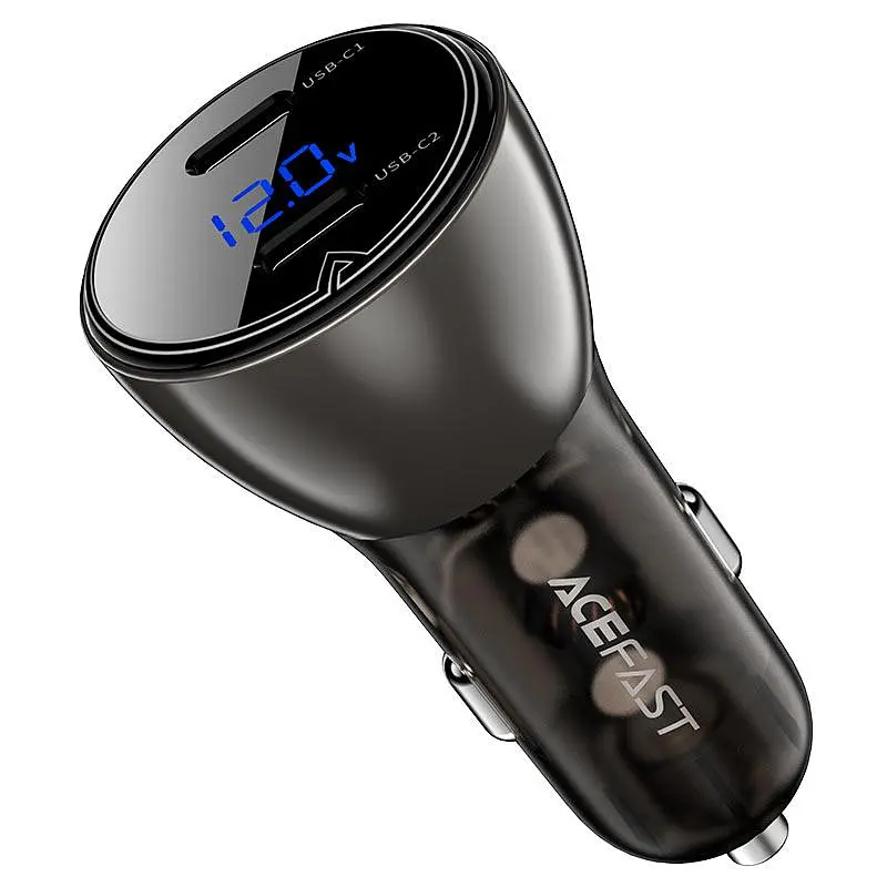 Автомобільний адаптер - зарядний пристрій 2 порти C - Acefast B10 60 W металевий