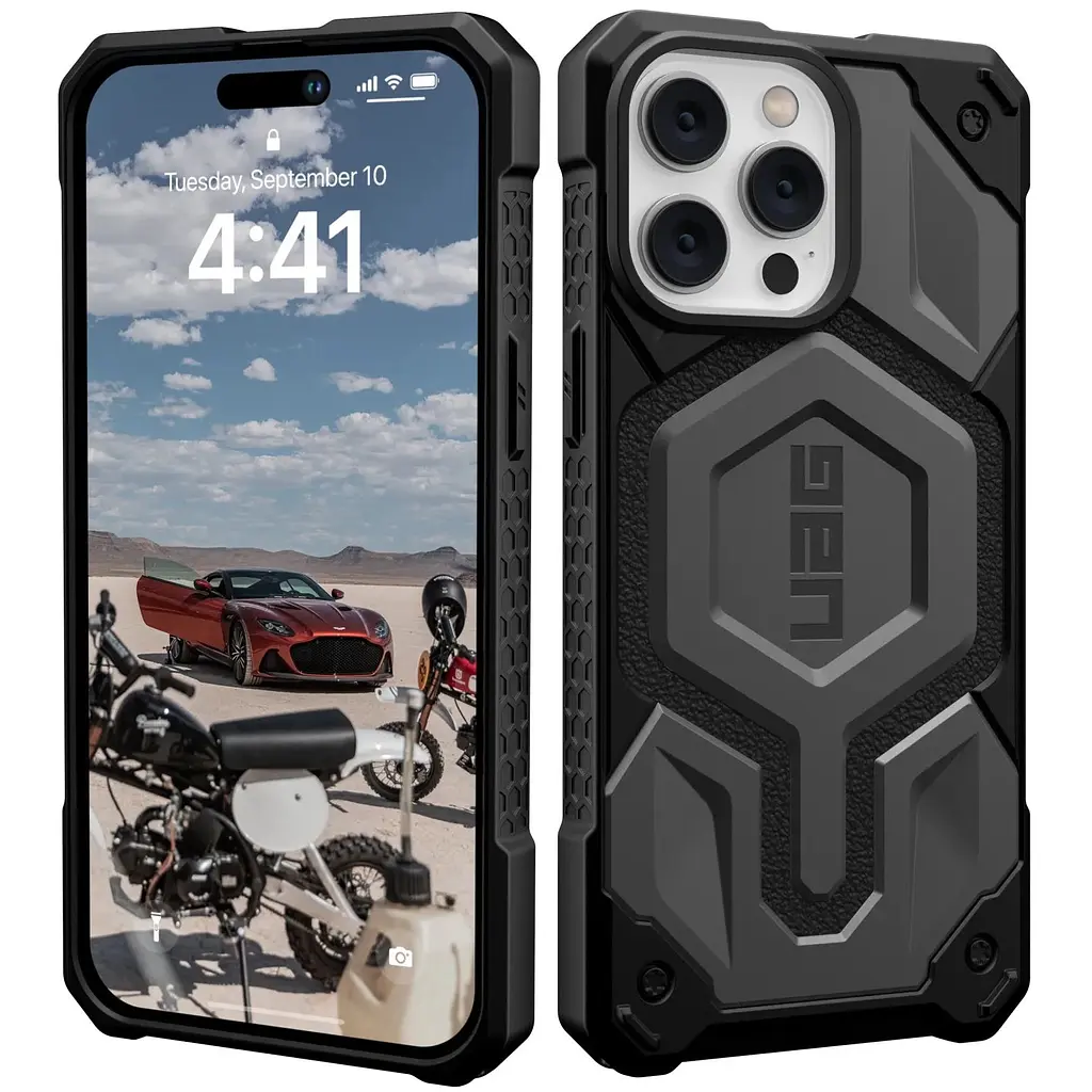Оригинальный противоударный чехол UAG Monarch Pro MagSafe для iPhone 14 Pro Max (6.7") Silver (114031113333) - фото 12