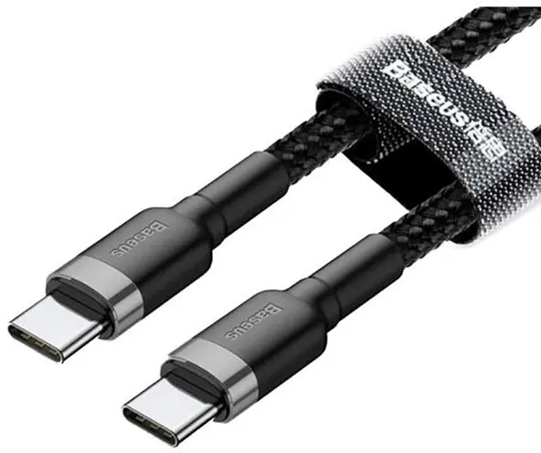 Кабель Baseus Cafule Cable Type-C For Type-C PD2.0 60W flash charging data line (20V 3A) 2m Сірий+Чорний - фото 2
