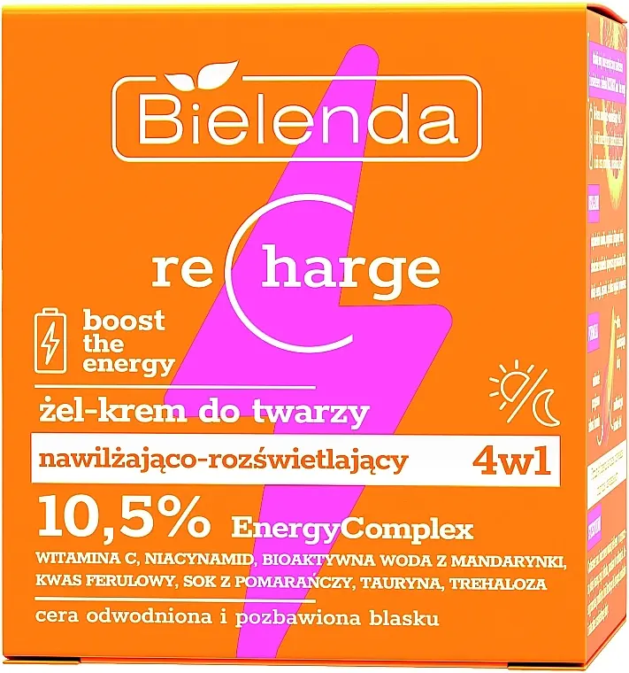 Увлажняющий и осветляющий гель-крем для лица 4 в 1 Bielenda Recharge 50 мл - фото 2