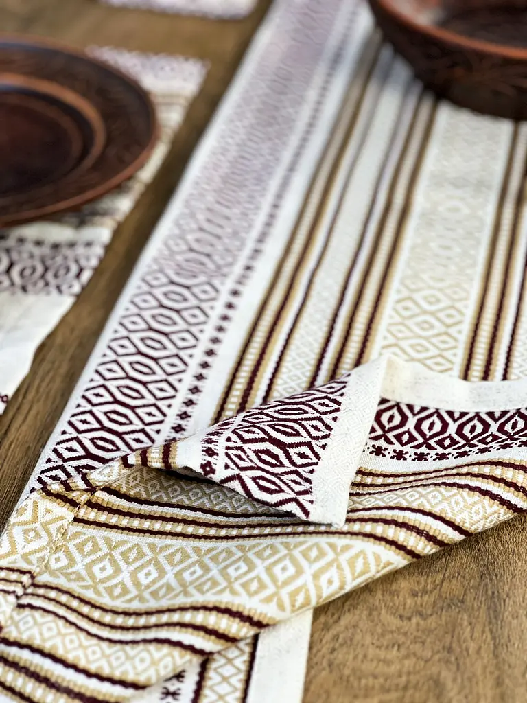 Льняная дорожка с украинским орнаментом Луч 140х40 см - фото 9