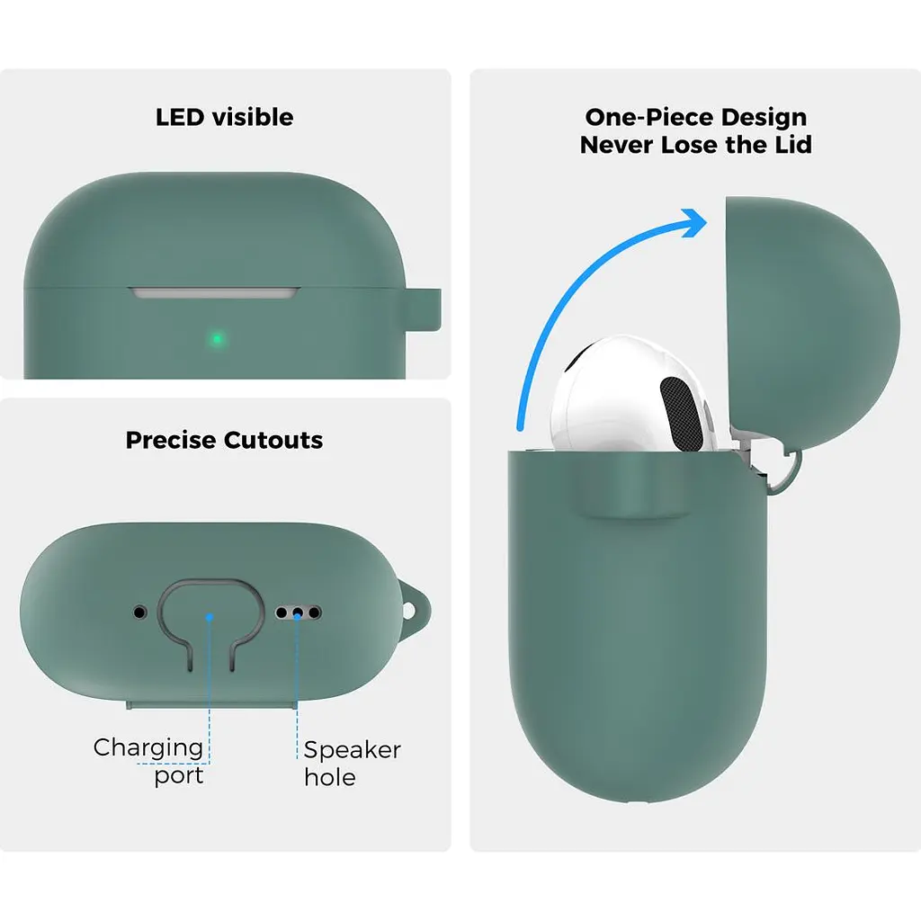 Чохол AhaStyle Colorful Silicone Case для AirPods 4 Midnight Green [133814] - фото 2