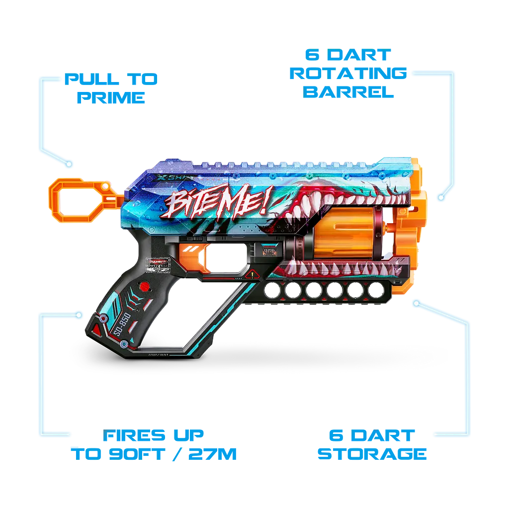 Швидкострільний бластер Zuru X-Shot Skins Griefer Shark Thrasher, 12 патронів (36561В) - фото 3