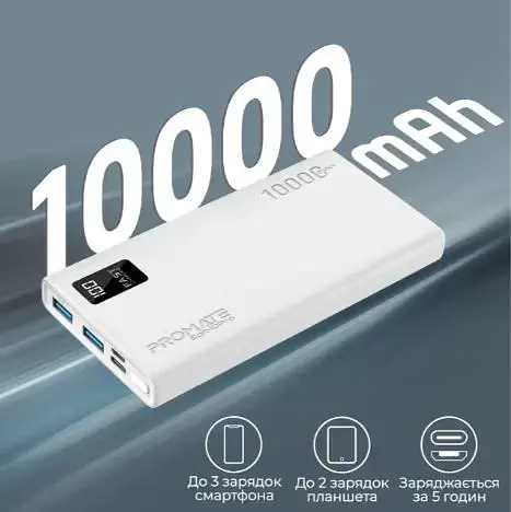 Повербанк Promate Bolt-10Pro 10000 mAh White (bolt-10pro.white) - фото 4