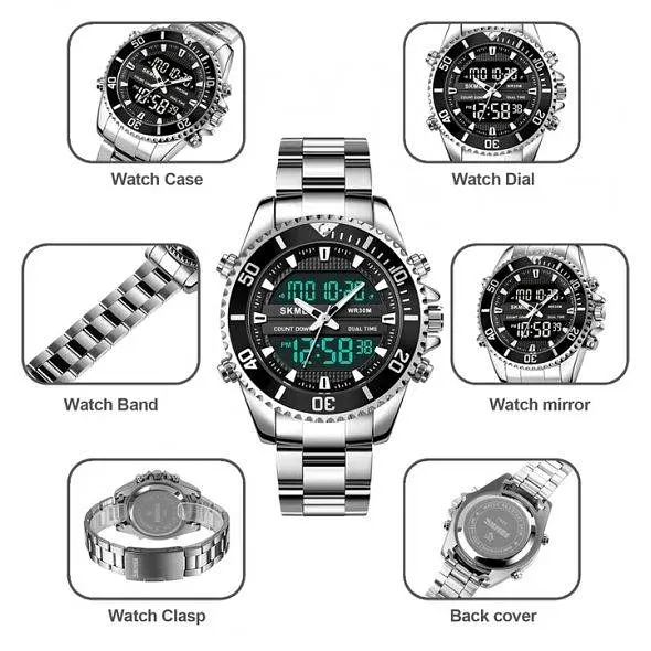 Тактичний водостійкий кварцовий годинник Skmei Daytona silvery - фото 5