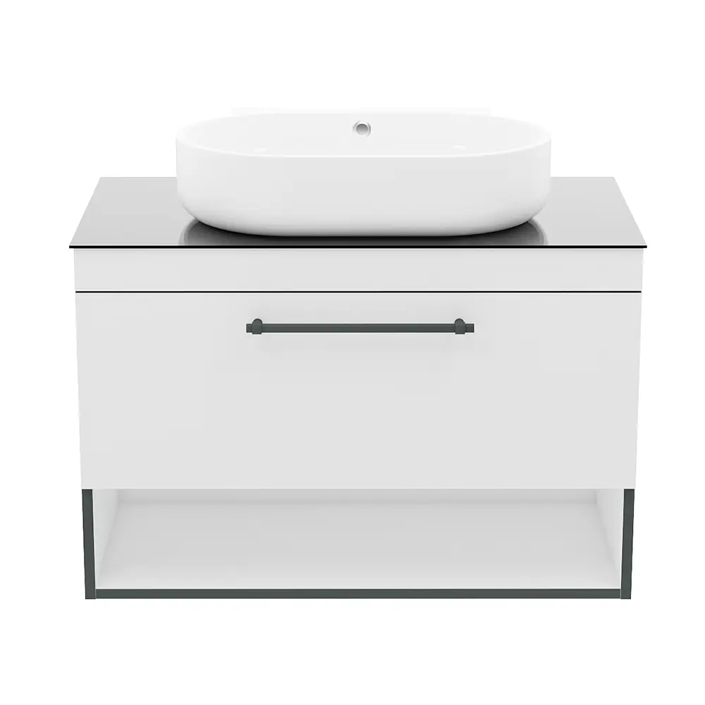 Тумба з умивальником Imprese Black Edge 90 см біла f32119W - фото 2