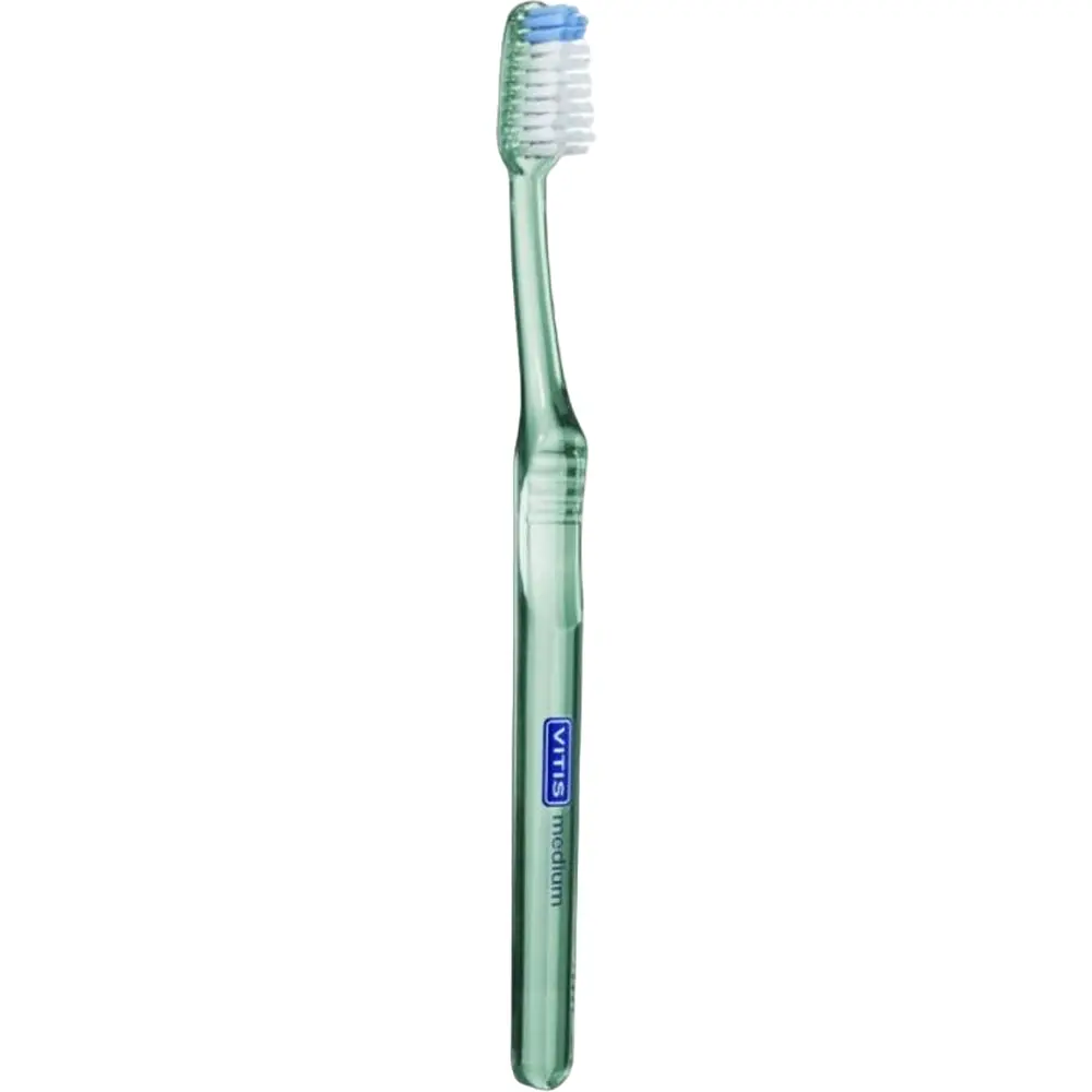 Зубная щетка Vitis Medium средней жесткости зеленая + Vitis Whitening зубная паста 15 мл  - фото 2