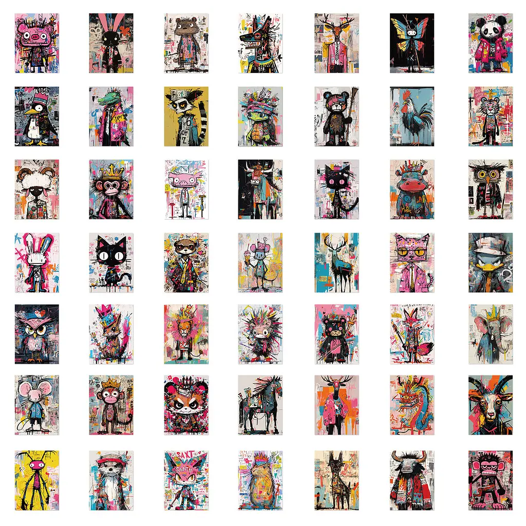 Стікерпак Сучасне Мистецтво Звірі Набір наклейок GeekLand Modern Animal Art 50 штук - фото 2