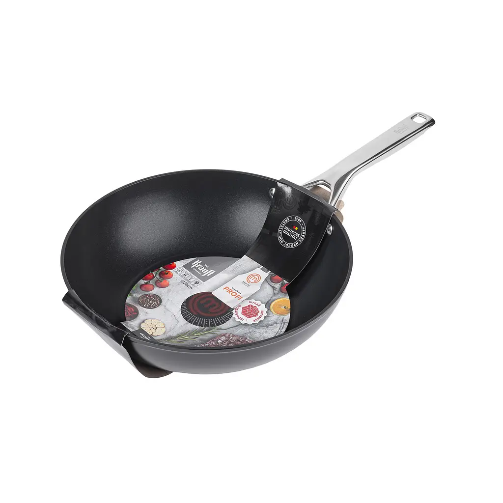 Сковорода WOK Master Chef Krauff 28см + Набір кухонних дошок та скляна кришка 28 см - фото 2