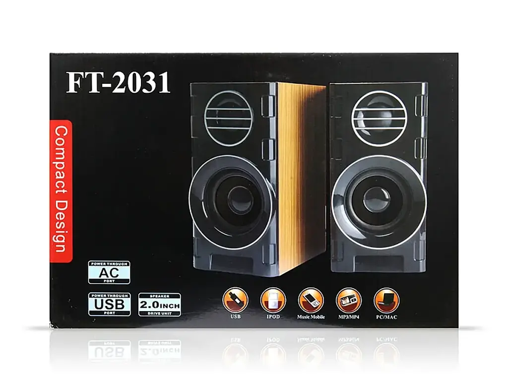 Комп'ютерні колонки F&T FT-2031 2.0 2x3W Brown-Black - фото 2