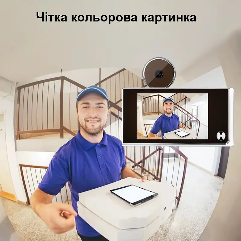 Відеовічко дверне цифрове для квартири Kivos SF515 c 3,5" дюймовим екраном, чорне - фото 3