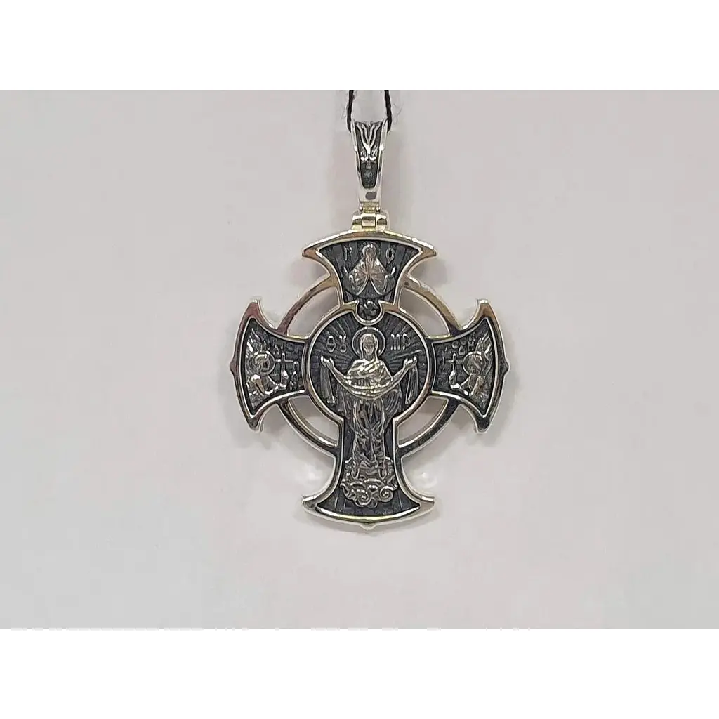 Серебряный крест Харьковская ювелирная фабрика Лики Святых. 3589-Ч - фото 2