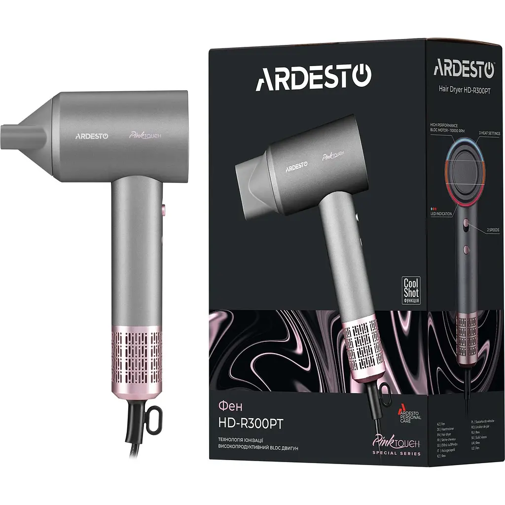Фен Ardesto Pink Touch 1600 Вт сіро-рожевий (HD-R300PT) - фото 17