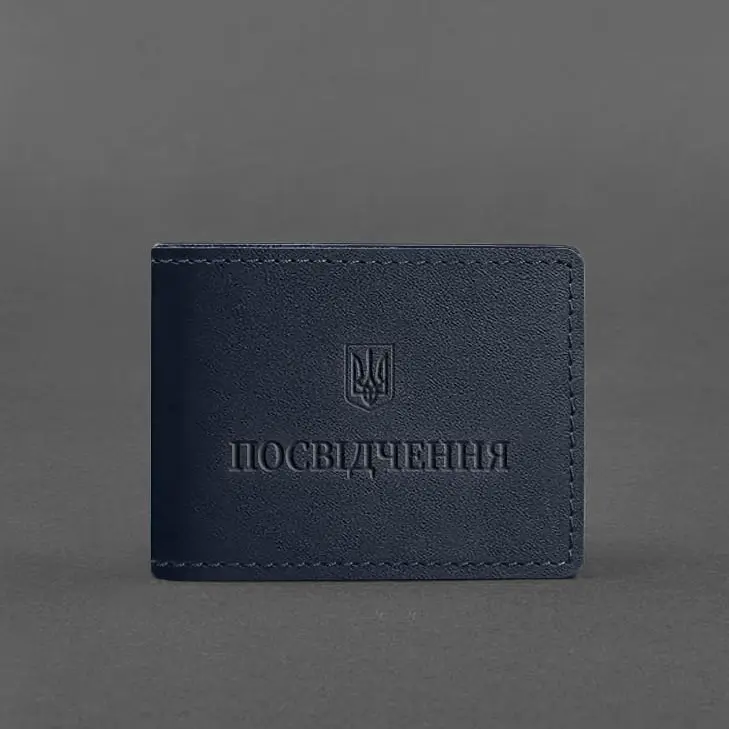 Універсальна шкіряна обкладинка для посвідчення темно-синя - фото 5