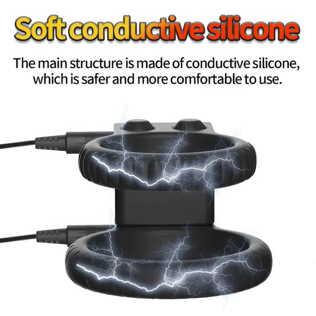 Кольцо эрекционное силиконовое для электростимуляции 90 режимов с пультом ДУ 40 мм Черное - фото 5