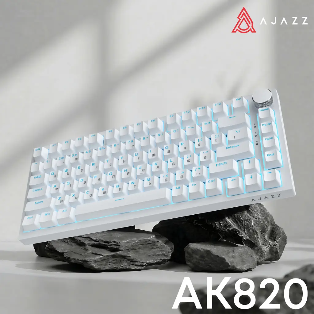 Клавіатура Ajazz AK820 Red Switch USB-C UA White (AK820-R-W) - фото 6