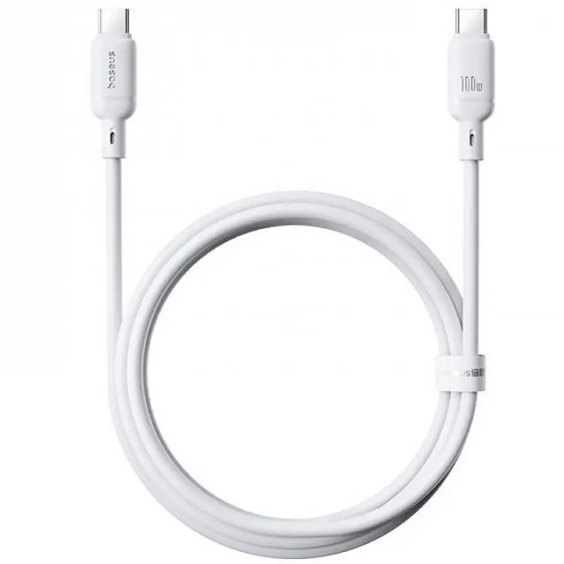Дата кабель Baseus Silky Series OS Fast Charging Type-C to Type-C 100W (1m) (P10377704) Moon White - фото 2
