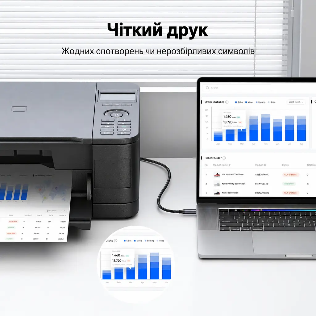 Кабель для принтера UGREEN US370 USB-C - USB-B 2.0 3 м чорний (80808) - фото 13