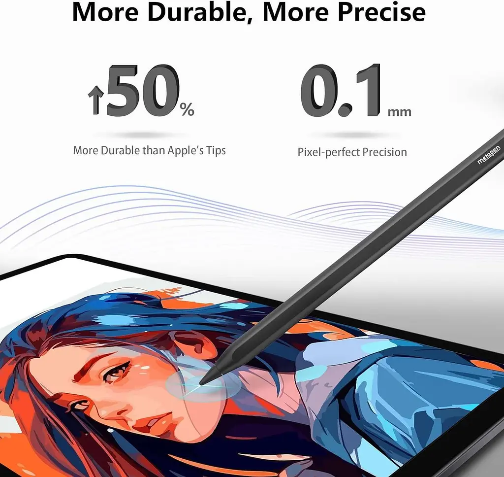 Стилус Metapen Pencil A8 Midnight Black, Precise & Smooth сумісний з Apple iPad 10th/9th~6, iPad Air 5/4/3, Stylus Pen для iPad - фото 6
