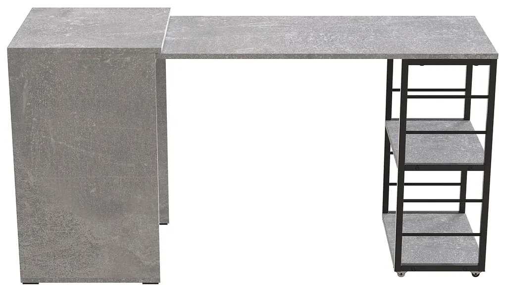Стіл-тумба трансформер Смарт 2/2 Ferrum-decor 750x1450x600 Чорний метал ДСП Бетон 16 мм (FRD-105108) - фото 7