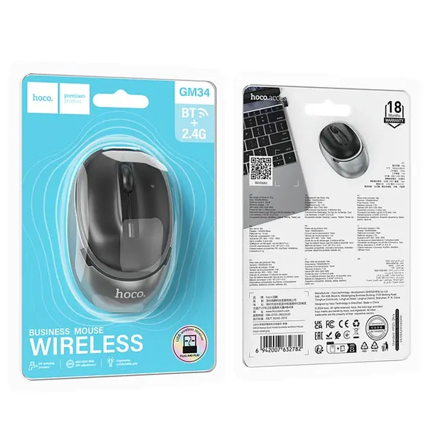 Бездротова миша Hoco GM34 Nuevo Dual-Mode Business Wireless Mouse Metal Grey - фото 4