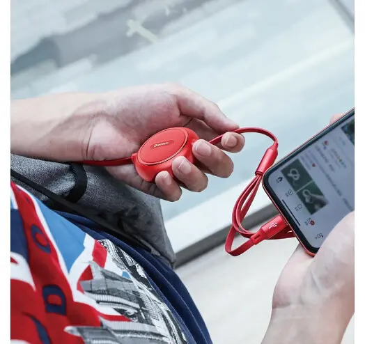 Кабель Baseus Golden Loop 3-in-1 Cable USB to MicroUSB+Lightning+Type-C 3.5A 1.2m CAMLT-JH09 Red - фото 2