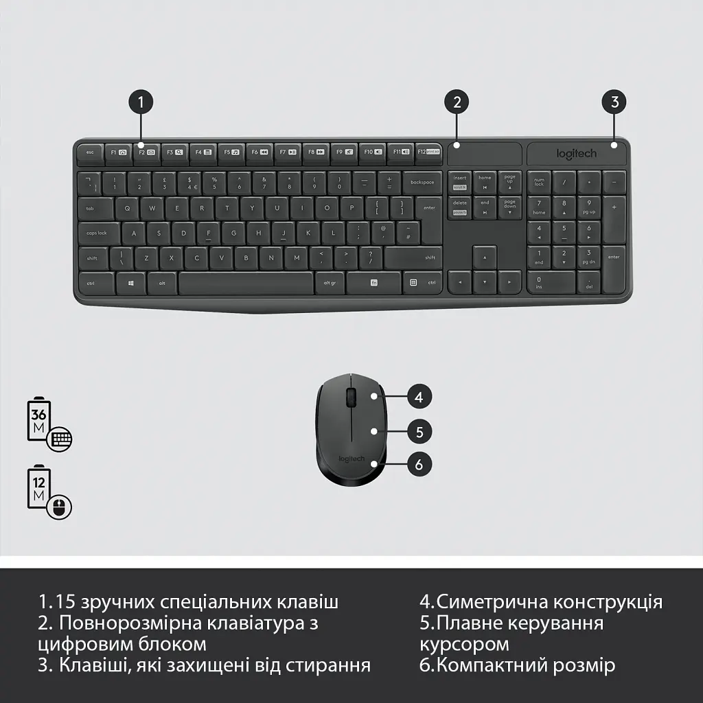 Комплект Logitech MK235 Wireless UA (920-007931) - фото 6