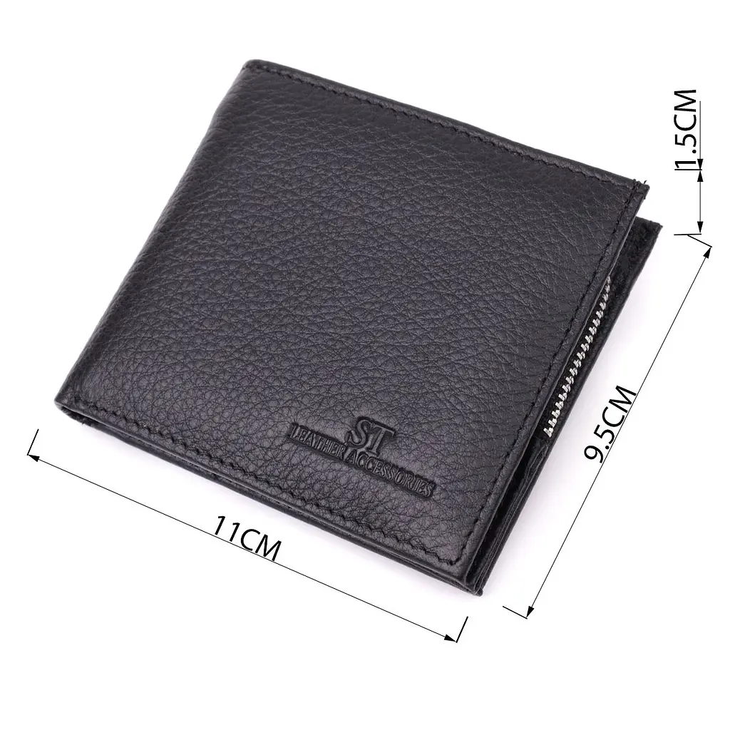 Гаманець середнього розміру з оригінальною монетницею ST Leather 22458 чорний - фото 3