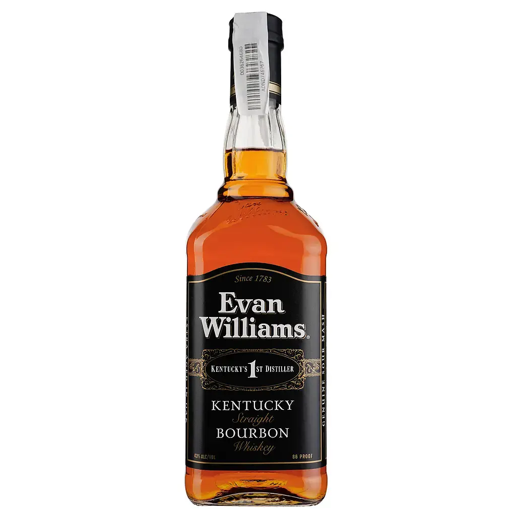 Виски Evan Williams Black Kentucky Straight Bourbon Whiskey 43% 0.75 л + 2 стакана в подарочной упаковке - фото 3