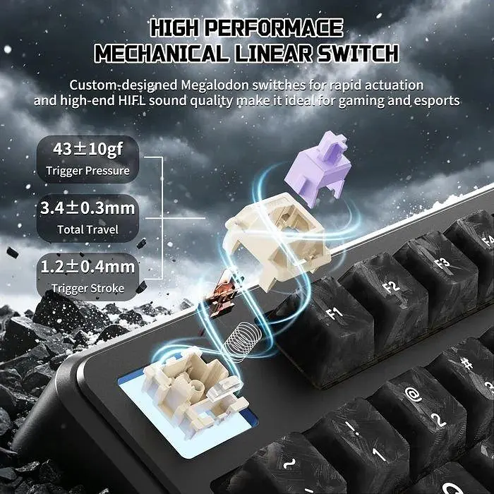 Клавиатура Attack Shark X87 Ultra RGB Meg Shark Switches Wireless (AS-6979033730243-FC) Forged Carbon (G-000004502) - фото 6