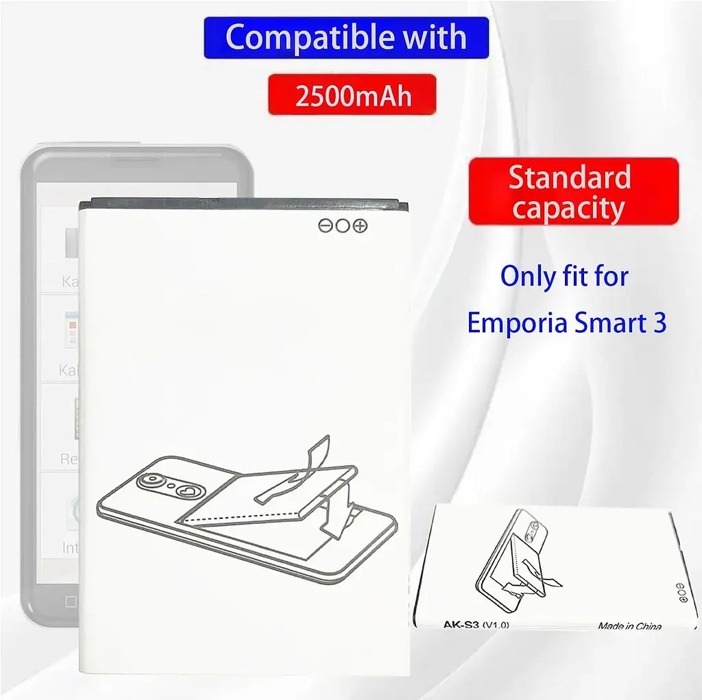 Aousavo AK-S3 Змінна літій-іонна батарея, сумісна з Emporia Smart 3 Mobile Phone Smart Seniors (Only Smart 3) - фото 3