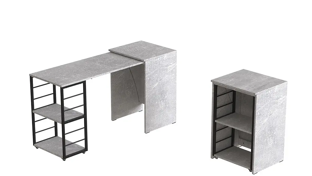 Стіл-тумба трансформер Смарт 2/2 Ferrum-decor 750x1450x600 Чорний метал ДСП Бетон 16 мм (FRD-105108) - фото 5
