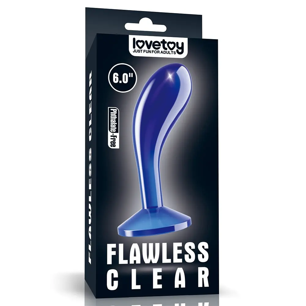 Анальна пробка Flawless Clear Anal Plug 6'' 15 см (синій) - фото 7