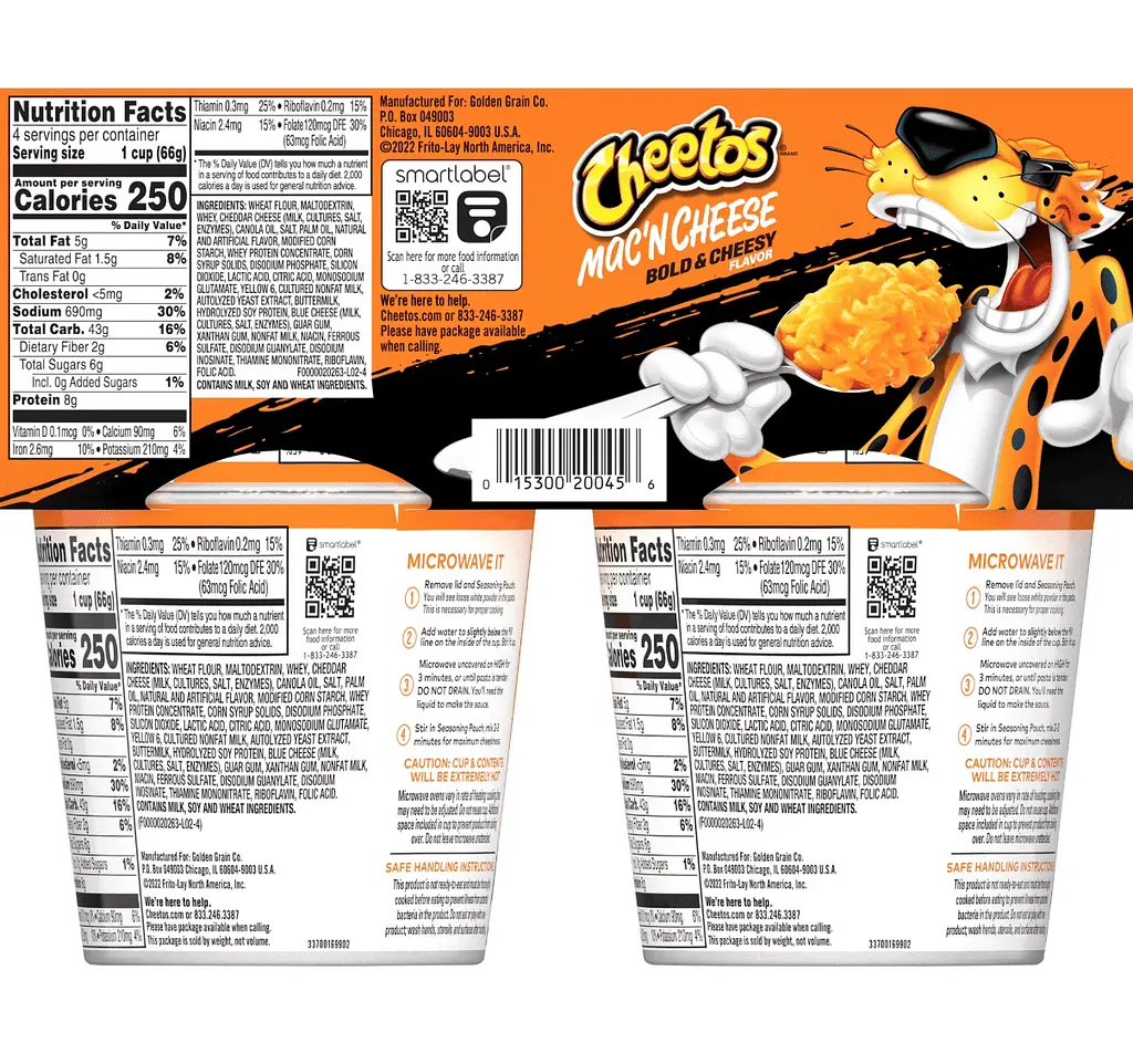 Макарони Cheetos Mac'N Cheese Pasta Bold and Cheesy Flavor 4шт, 264г - фото 3
