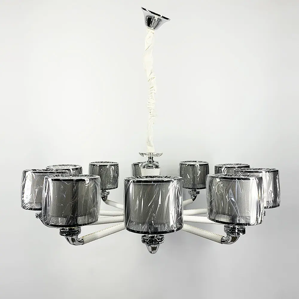 Плафонная люстра с элементами белой экокожи Line.F S 198/10 WT - фото 2