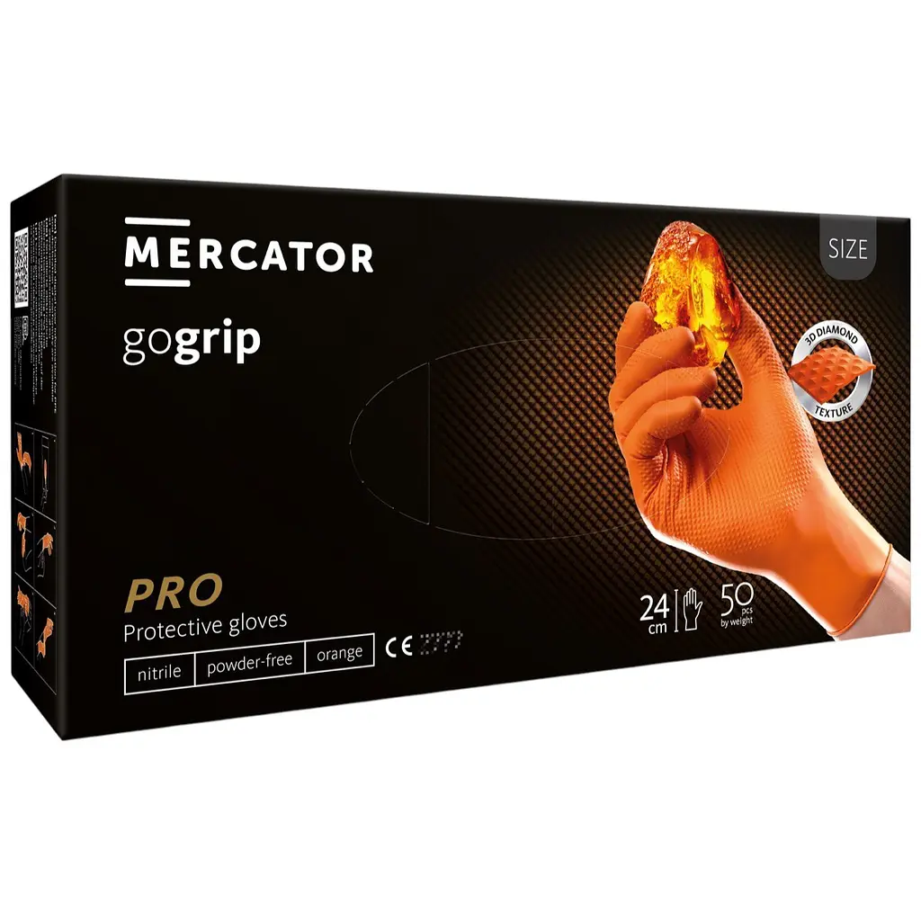 Перчатки нитриловые универсальные Mercator gogrip XL orange A4 - фото 2