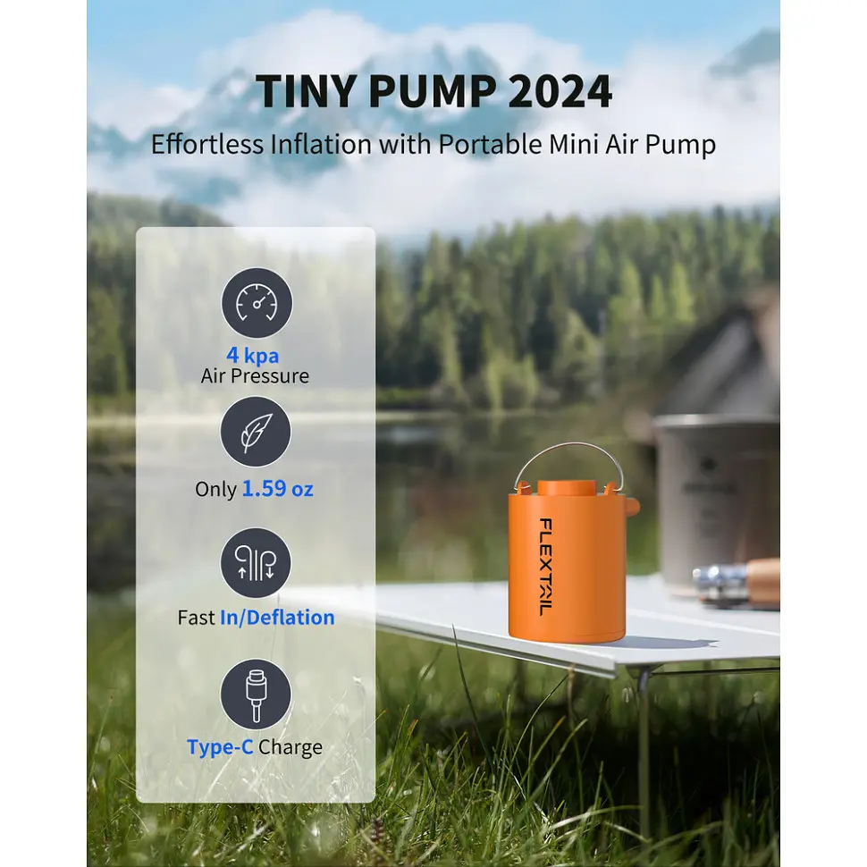 Аккумуляторный насос Flextail Tiny Pump — компактный, двусторонний, оранжевый. - фото 4