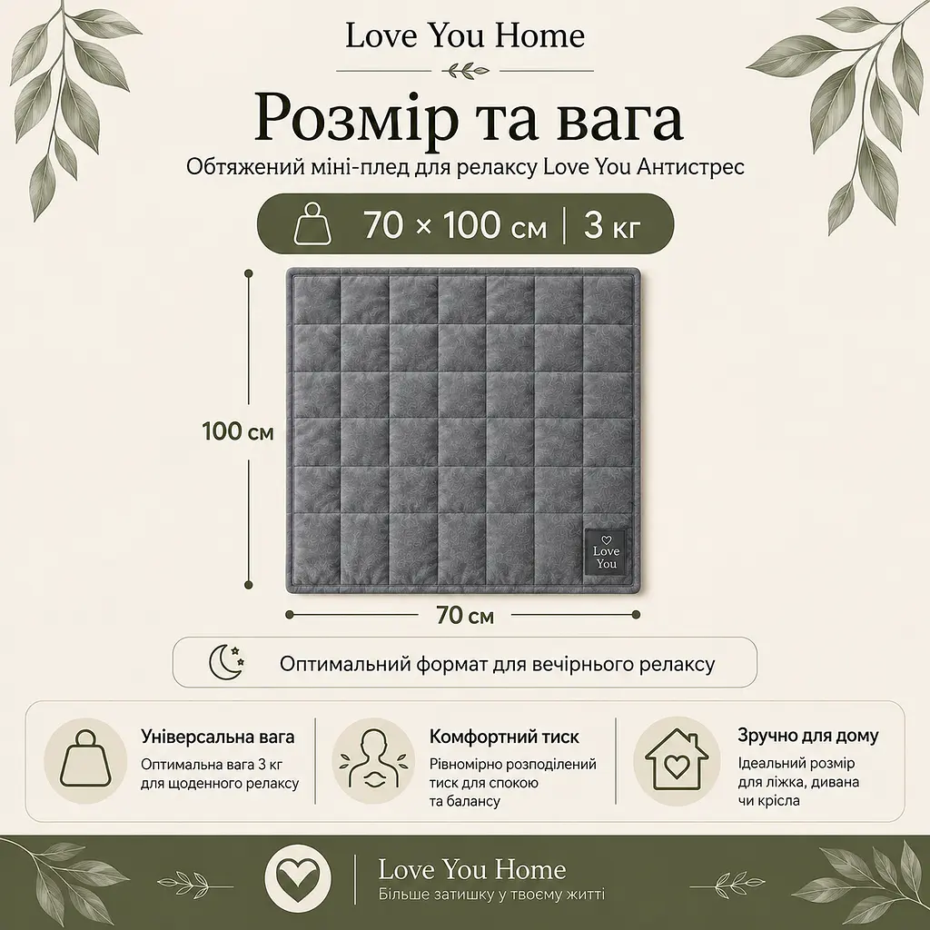 Плед обтяжений Love You 70×100 см 3 кг сірий (ly4721) - фото 2