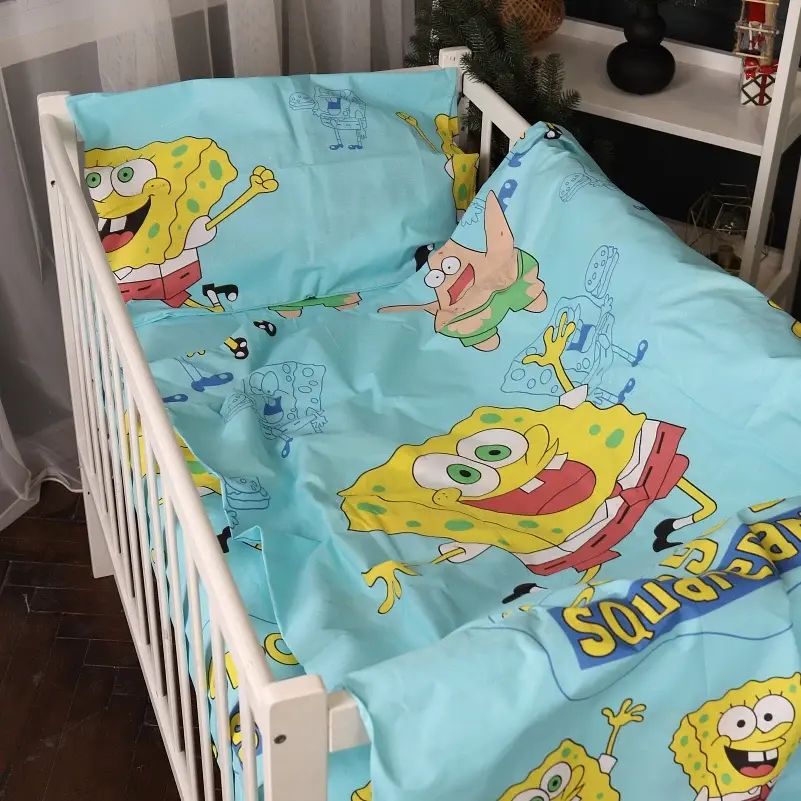 Простынь на резинке MirSon Kids Time 17-0689 Спанч Боб Бязь 60х120 см (2200010253306) - фото 2