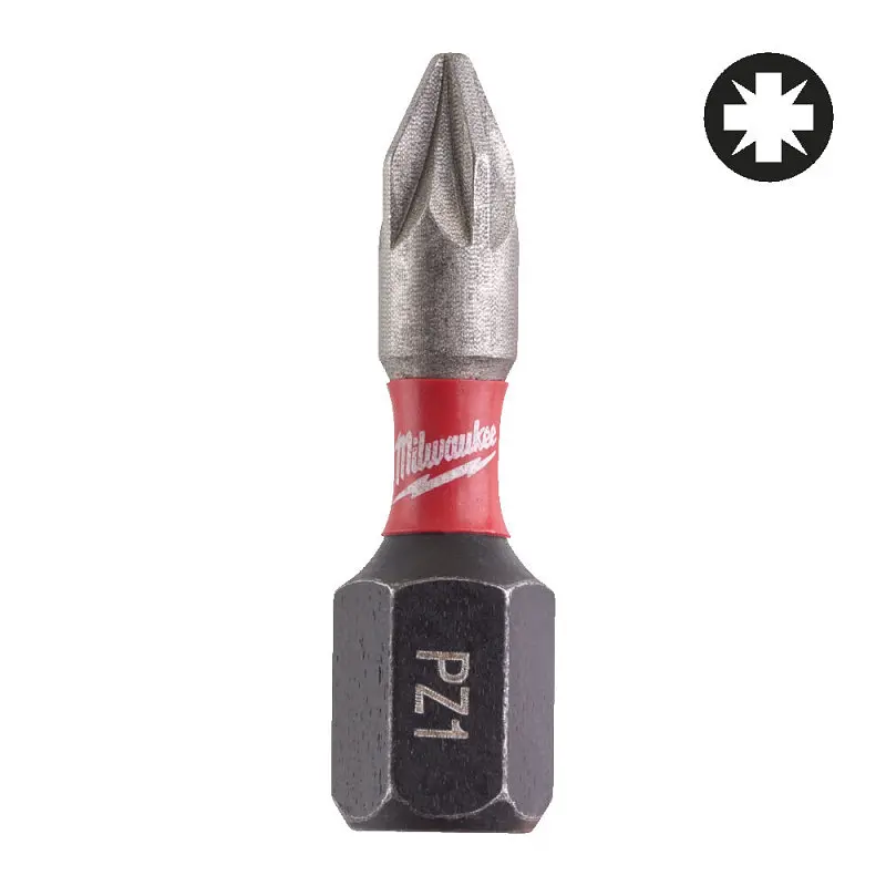 Біта SHOCKWAVE MILWAUKEE, PZ1, 25мм, (25 шт), пластикова коробка - фото 3