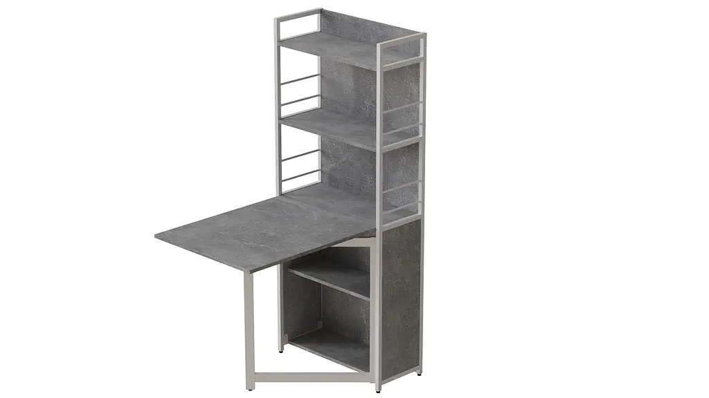 Стіл книжка з етажеркою Практик 2 Ferrum-decor 1555x640x990 Білий метал ДСП Бетон 16 мм (FRD-104638) - фото 4