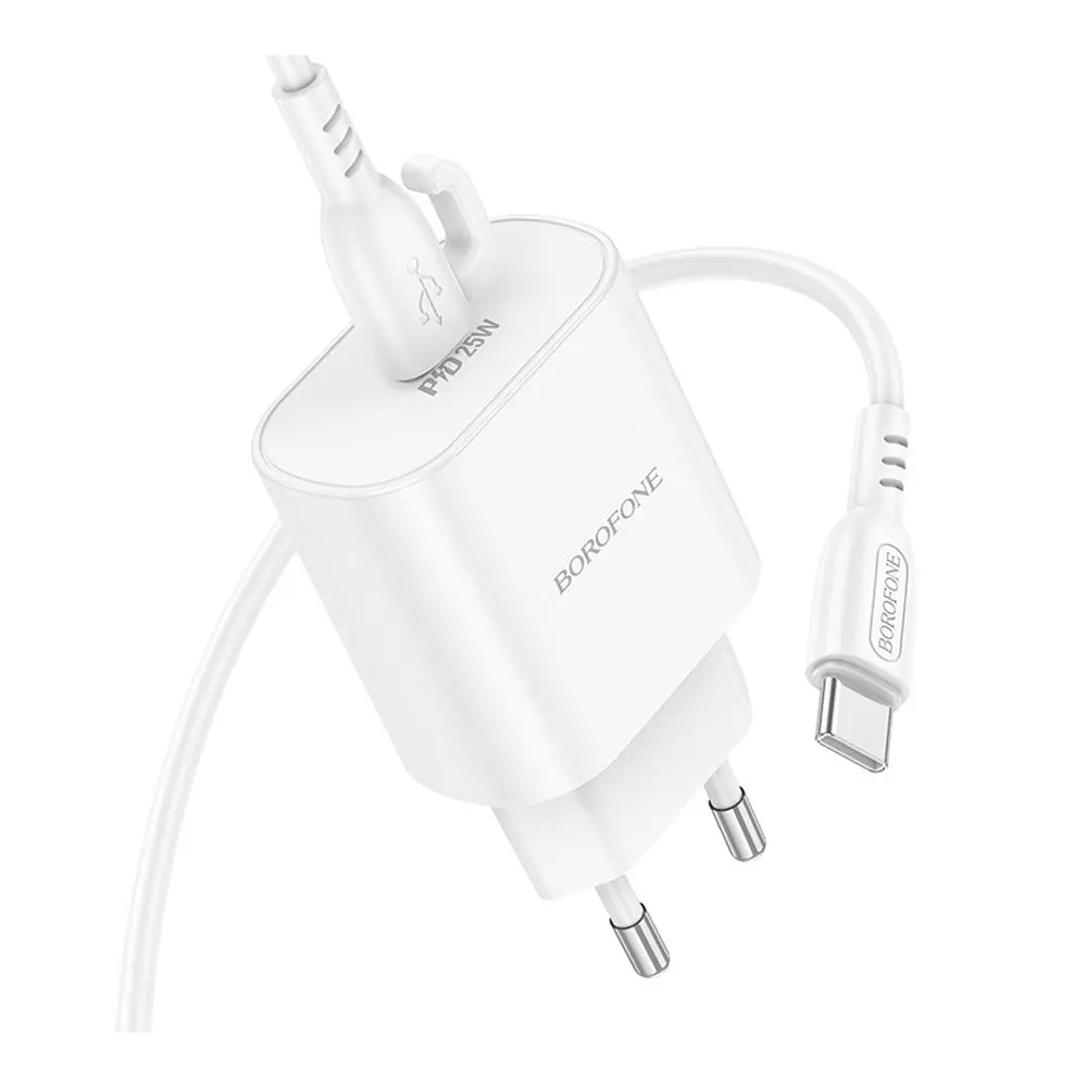 Зарядний комплект Borofone BA82A 1USB-C PPS/PD 25W QC3.0 Type-C to Type-C 1 м White (34484_3341413) - фото 4