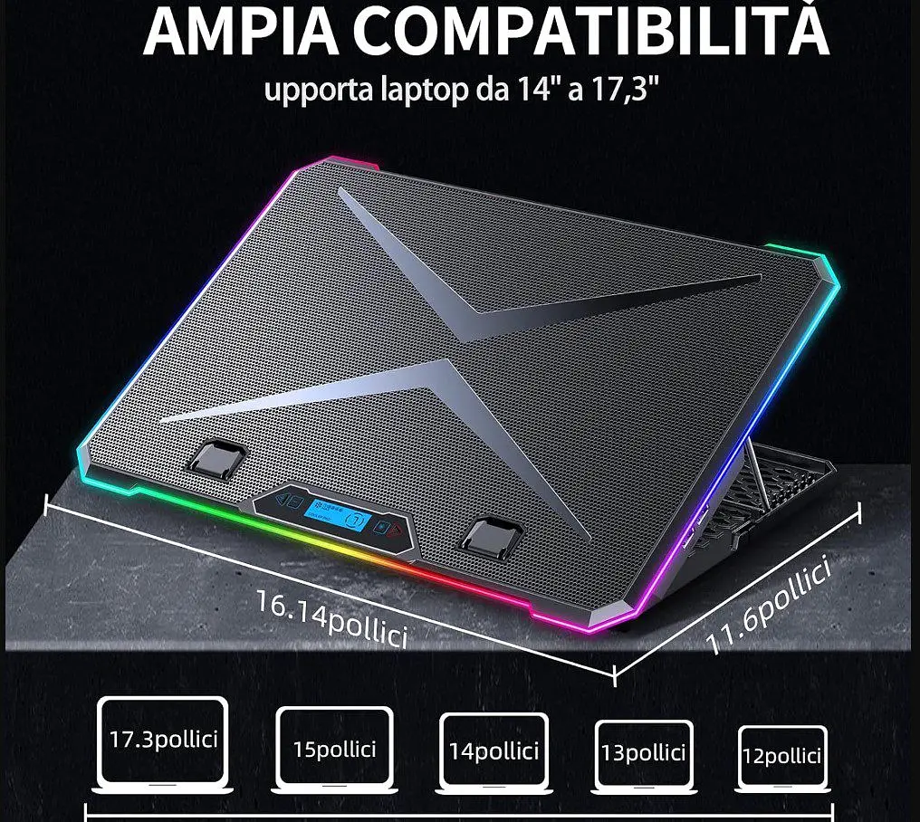 Охолоджувальна підставка для ноутбука 15-17.3 дюймів Ice Coorel K15 RGB - фото 8