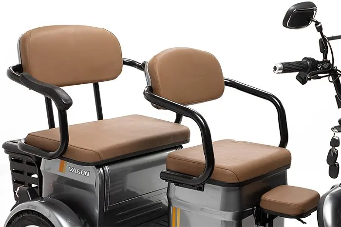 Электроскутер Трехколесный 4-местный Crosser TR-4 VAGON (1000W, 72V,24Ah) Серый - фото 4