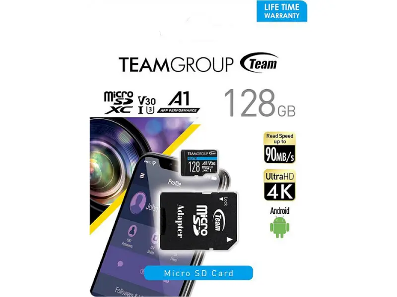 Карта пам'яті Team Elite microSDXC UHS-I (U3) V30 A1 + SD-адаптер 128 GB (TEAUSDX128GIV30A103) - фото 3