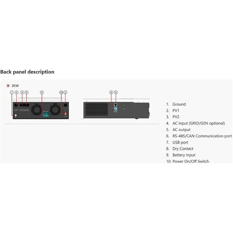 Гібридний сонячний інвертор MUST PV18-3624ECO 3600W 24V [157764] - фото 6