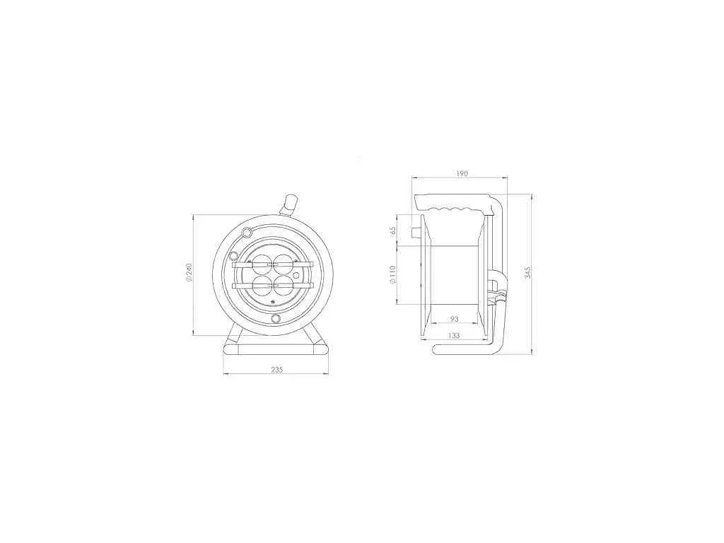 Котушка для подовжувача BEMIS 50м без пров.(3x1,5 ПВС) з 4 розетками б/з 16А IP44 BM9-3100-0000 - фото 2
