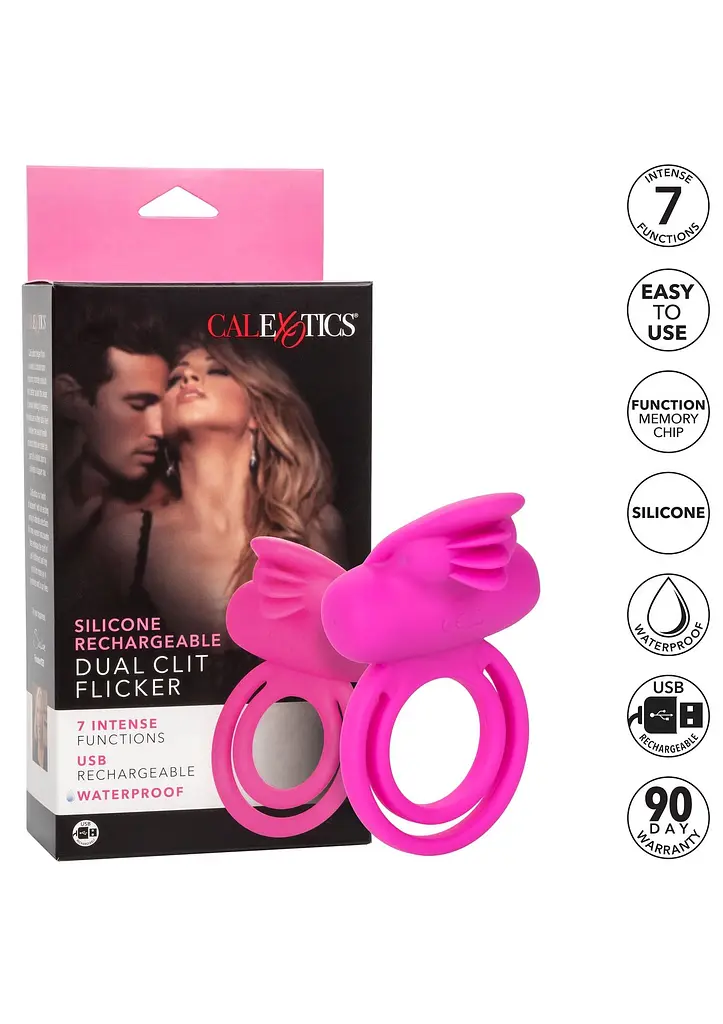 Віброкільце CalExotics Dual Clit Flicker Enhancer 6х3.7 см рожевий - фото 10